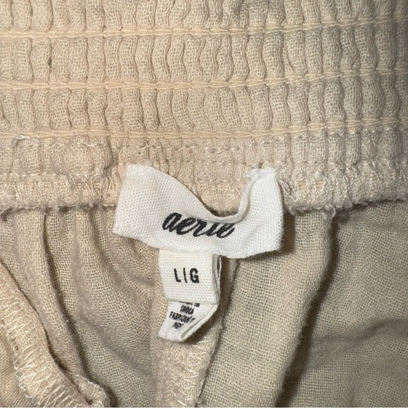 Aerie Gauzy High Waisted Shorts Beige Cotton Size Large - Picture 2 of 8